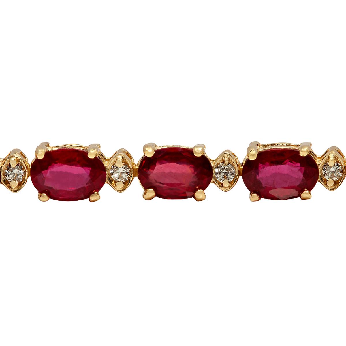 14k Yellow Gold 11.65ct Ruby 0.61ct Diamond Bracelet