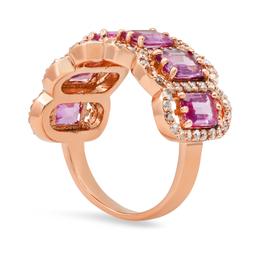 14K Rose Gold with 3.14ct Pink Sapphire and 1.07ct Diamond Ring