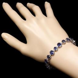 14K Gold 21.65ct Sapphire 1.62ct Diamond Bracelet