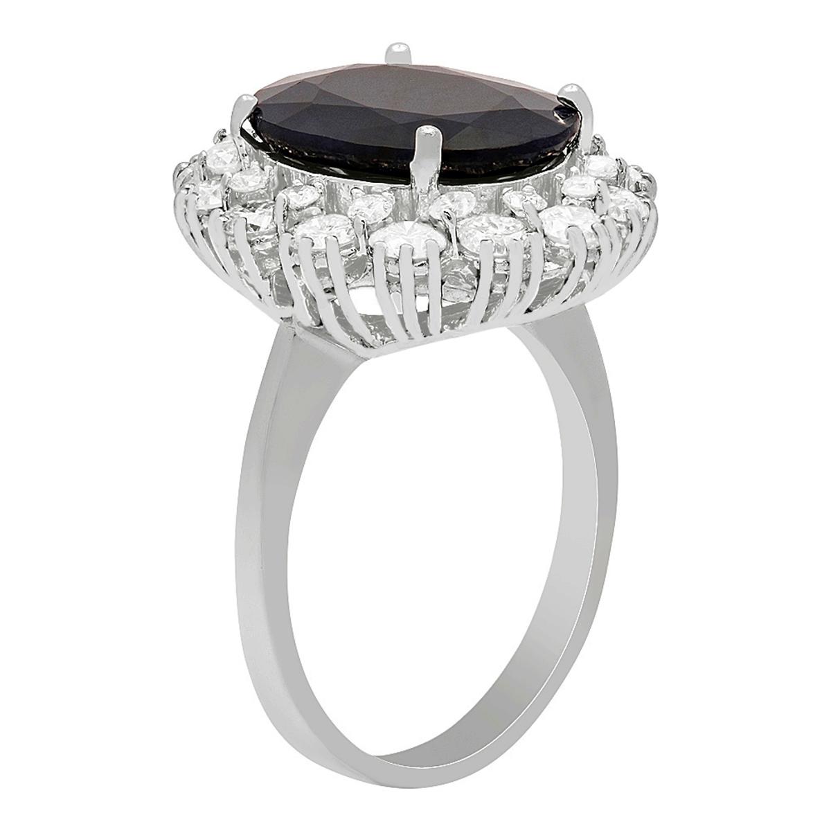 14k White Gold 6.17ct Sapphire 1.64ct Diamond Ring