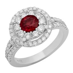 14k White Gold 0.92ct Ruby 1.12ct Diamond Ring