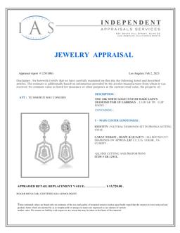 18K White Gold Setting with 2.87ct Diamond Ladies Earrings