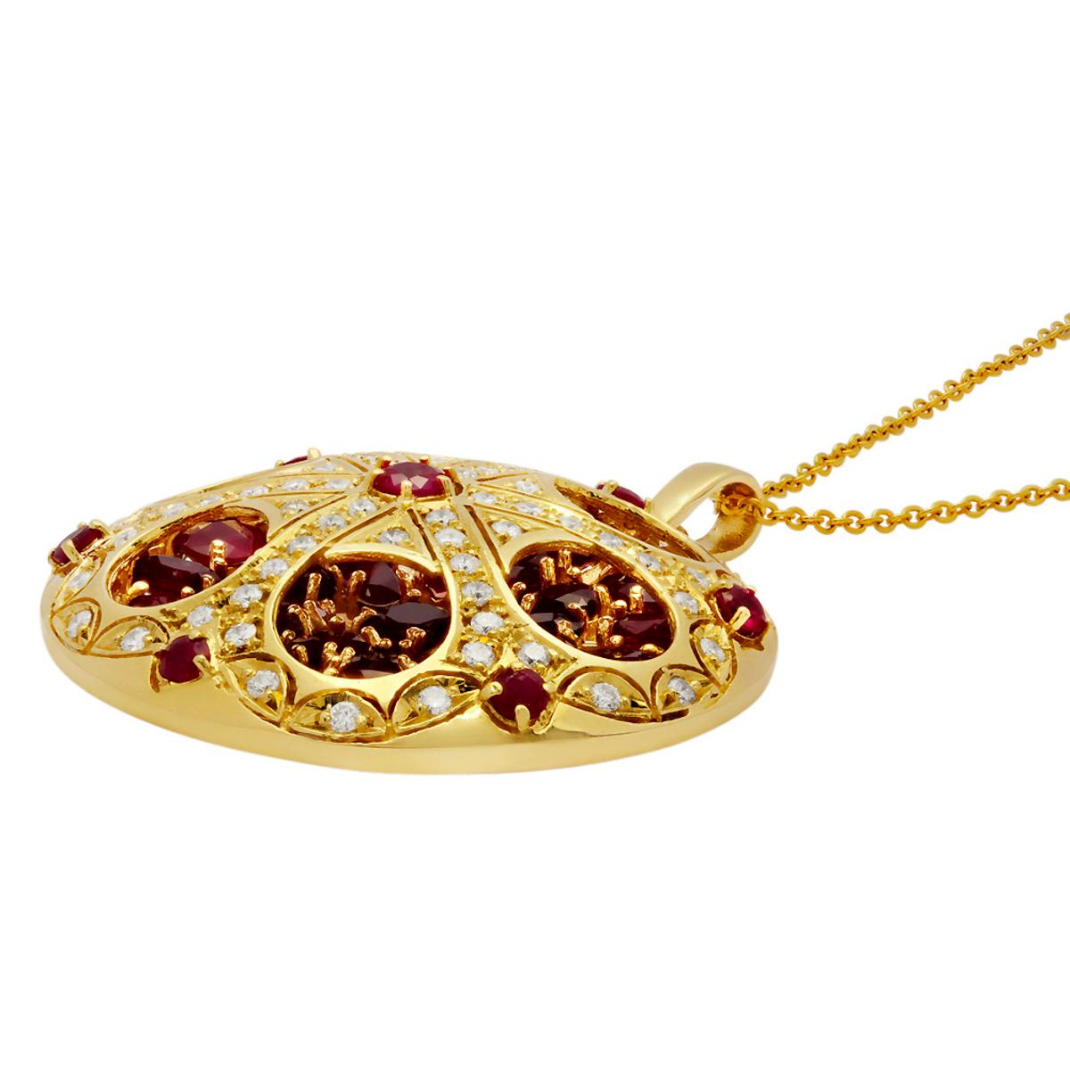 14k Yellow Gold 16.86ct Ruby 1.97ct Diamond Pendant