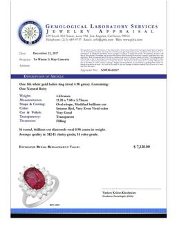 14k White Gold 4.61ct Ruby 0.98ct Diamond Ring