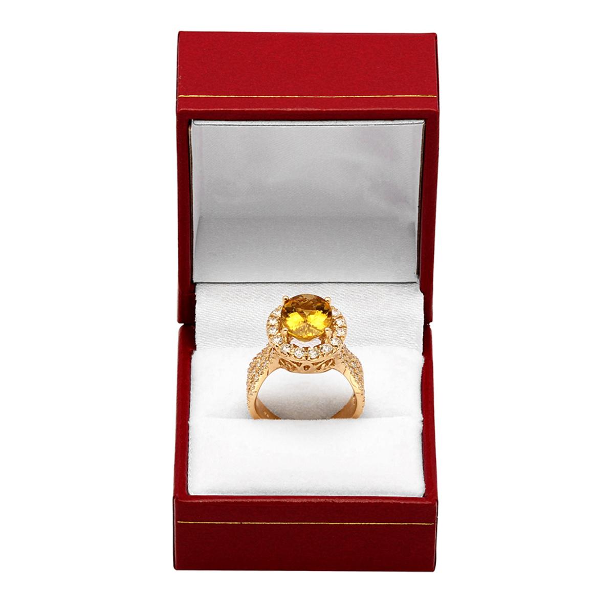 14k Yellow Gold 3.70 Yellow Beryl 1.57ct Diamond Ring