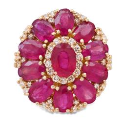 14K Yellow Gold Setting with 7.2ct Ruby and 0.68ct Diamond Ladies Ring