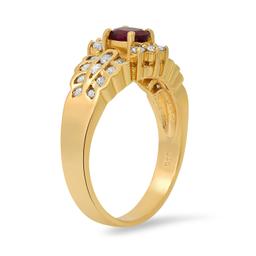 14K Yellow Gold Setting with 0.40ct Ruby and 0.25ct Diamond Ladies Ring