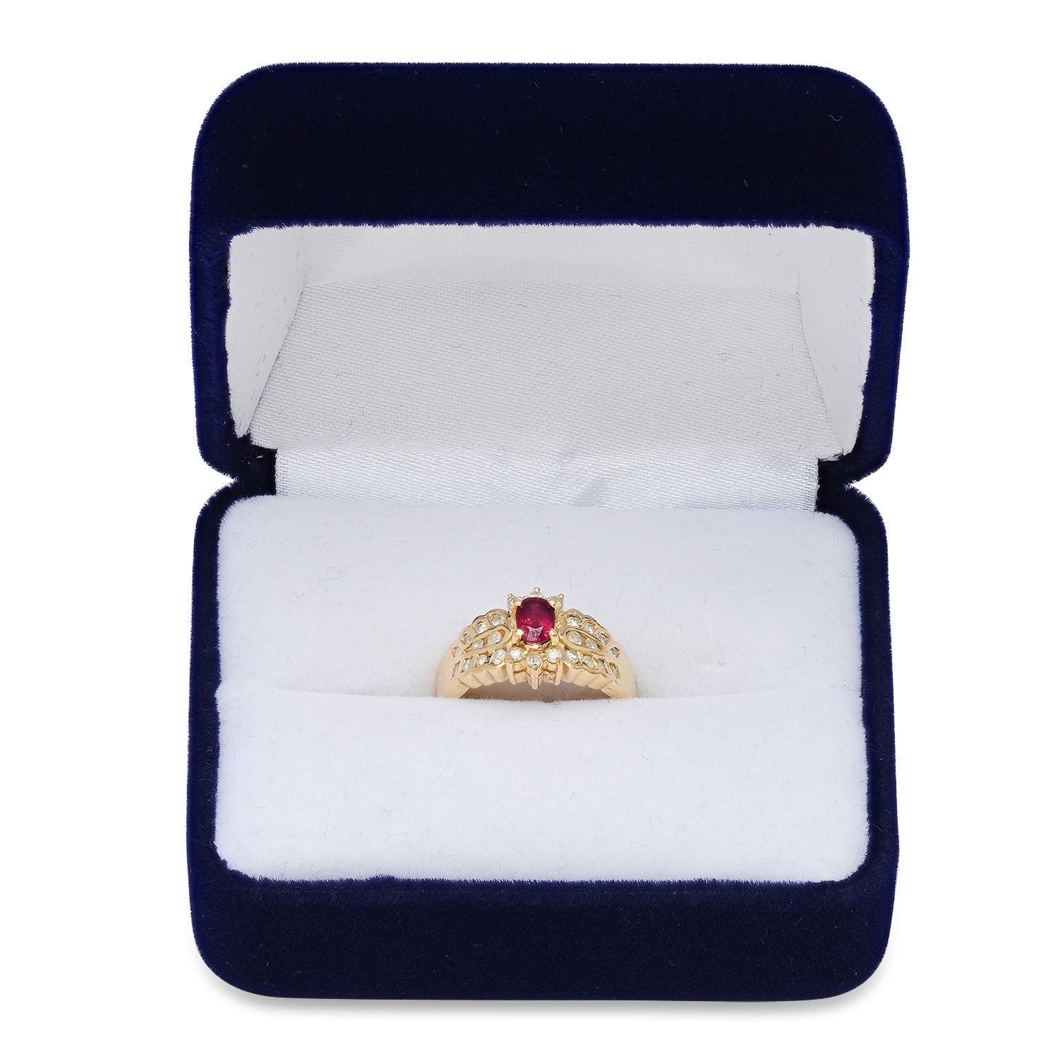 14K Yellow Gold Setting with 0.40ct Ruby and 0.25ct Diamond Ladies Ring