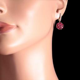 14K Yellow Gold 5.22ct Ruby and 0.42ct Diamond Earrings