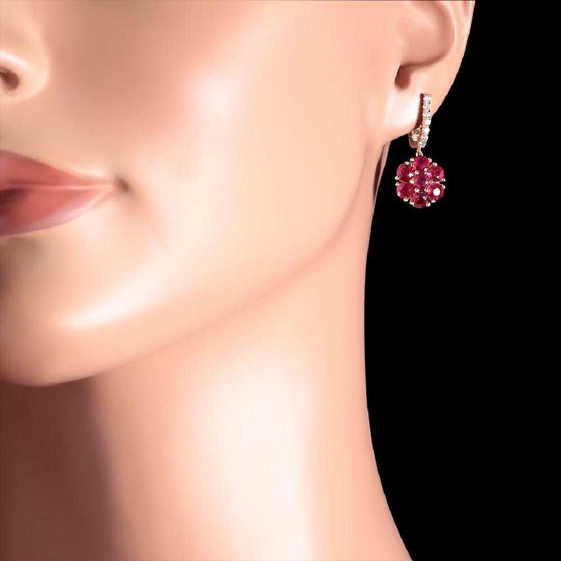 14K Yellow Gold 5.22ct Ruby and 0.42ct Diamond Earrings