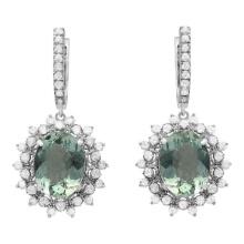 14k White Gold 8.87ct Aquamarine 0.80ct Diamond Earrings