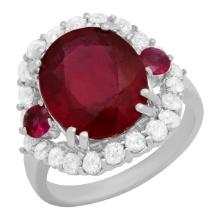 14k White Gold 7.00ct & 0.40ct Ruby 1.22ct Diamond Ring