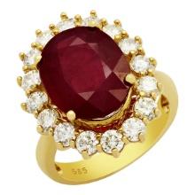 14k Yellow Gold 7.21ct Ruby 1.69ct Diamond Ring