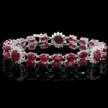 14K Gold 42.78ct Ruby 1.61ct Diamond Bracelet