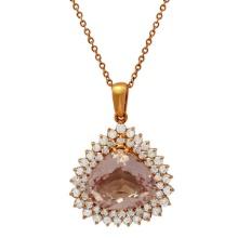 14k Rose Gold 11.89ct Kunzite 2.58ct Diamond Pendant