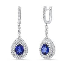 18K White Gold Setting with 2.40ct Sapphire and 0.75ct Diamond Earrings