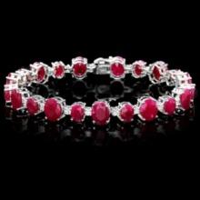 14K Gold 40.13ct Ruby 1.49ct Diamond Bracelet