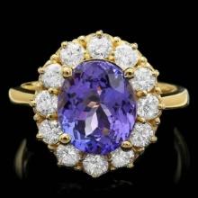 14K Yellow Gold 3.92ct Tanzanite and 0.84ct Diamond Ring