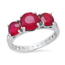 Platinum Setting with 5.07ct Ruby and 0.39ct Diamond Ladies Ring