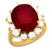 14k Yellow Gold 11.00ct Ruby 2.05ct Diamond Ring