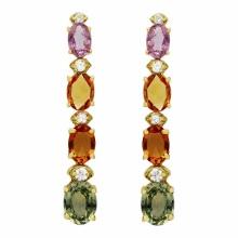 14k Yellow Gold 7.06ct Sapphire 0.32ct Diamond Earrings