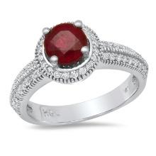 14K White Gold Setting with 1.12ct Ruby and 0.28ct Diamond Ladies Ring
