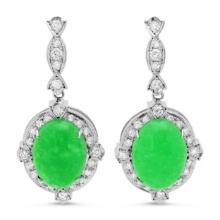 14K Gold 17.99ct Jadeite 1.97cts Diamond Earrings