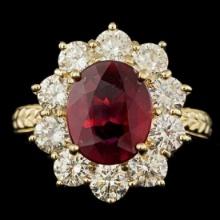 14K Yellow Gold 2.69ct Ruby and 2.08ct Diamond Ring