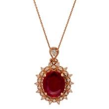 14k Rose Gold 7.15ct Ruby 0.91ct Diamond Pendant