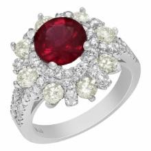 14k White Gold 2.20ct Ruby 1.88ct Diamond Ring