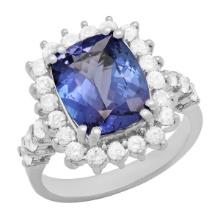 14k White Gold 4.10ct Tanzanite 1.09ct Diamond Ring