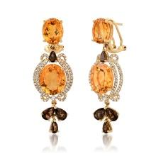 14K Yellow Gold Setting with 12.54ct Citrine, 2.38ct Smokey Quartz and 0.84ct Diamond LALI" Designor