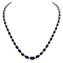 14k White Gold 34.60ct Sapphire 1.78ct Diamond Necklace