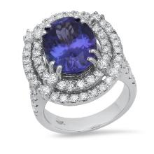 14K White Gold Setting with 7.81ct Tanzanite and 2.05ct Diamond Ladies Ring