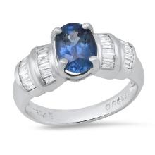 18K White Gold Setting with 1.97ct Sapphire and 0.45ct Diamond Ladies Ring