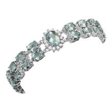 14k White Gold 24.19ct Aquamarine 1.61ct Diamond Bracelet