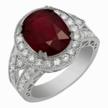 14k White Gold 6.99ct Ruby 1.18ct Diamond Ring