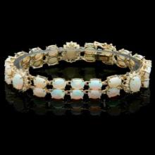 14K Gold 17.65ct Opal 1.13ct Diamond Bracelet