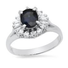 Platinum Setting with 1.26ct Sapphire and 0.31ct Diamond Ladies Ring