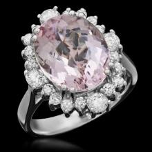 14K White Gold 5.43ct Morganite and 1.13ct Diamond Ring