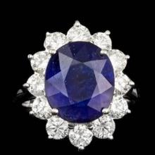 14K White Gold 6.85ct Sapphire and 1.99ct Diamond Ring