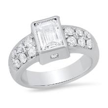 Platinum Setting with 1.09ct Center Diamond and 1.97tcw Diamond Ladies Ring