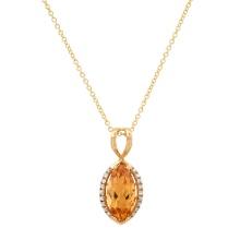 14K Yellow Gold Setting with 1.72ct Citrine and 0.10ct Diamond LALI Designor Pendant