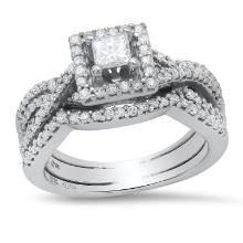 14K White Gold Setting with 0.27ct Center Diamond and 0.77tcw Diamond Ladies Ring