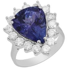 14k White Gold 6.43ct Tanzanite 1.47ct Diamond Ring