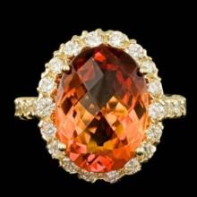 14K Yellow Gold 7.24ct Citrine and 1.32ct Diamond Ring