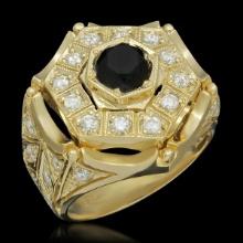 14K Yellow Gold 2.0ct Fancy Diamond and 1.32ct Diamond Ring