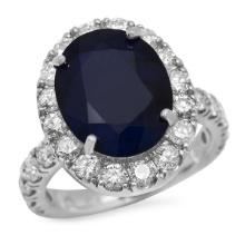 14K White Gold 7.92ct Sapphire and 1.99ct Diamond Ring