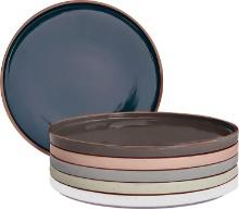 Mora Ceramic Flat Dinner Plates Set of 6, 10.5 High Edge Dish Set, Assorted Neutrals Retail $55.00