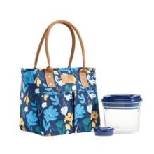 Fit & Fresh Summerton Lunch Tote with Salad Container - Blue, Retail $20.00